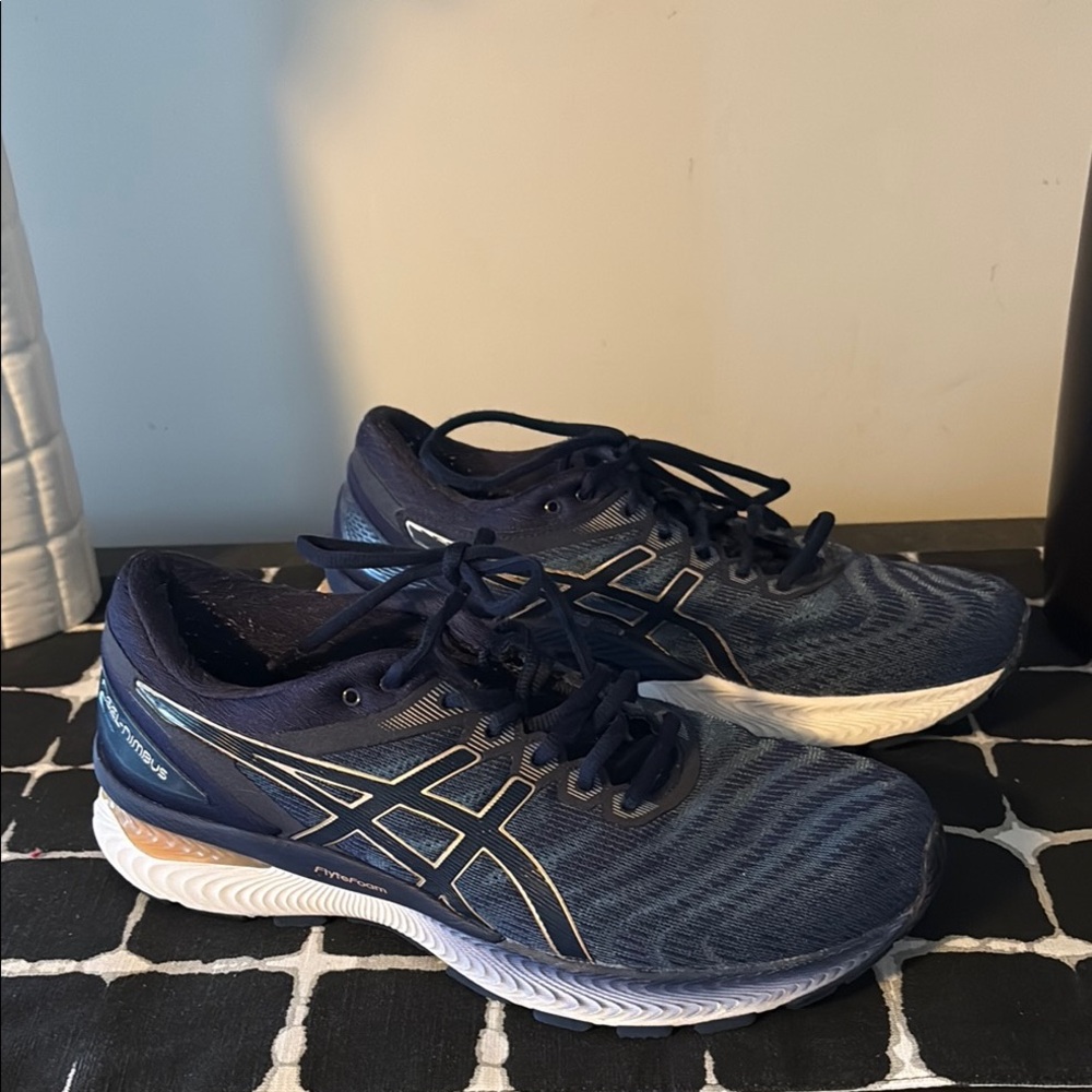 Asics Blue Athletic Shoes with Mesh Upper and Lace-Up Closure